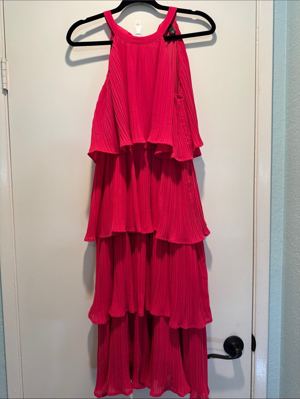 Source Unknown Hot Pink Tiered Midi Dress